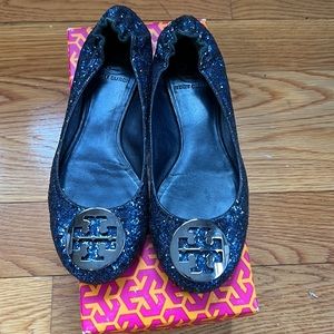 Tory Burch Glitter Ballet Flat “Reva” - Navy, size 7.5